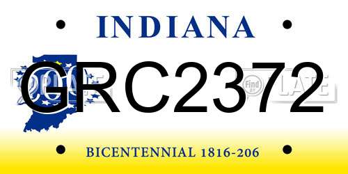 GRC2372 Indiana License Plate