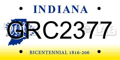 GRC2377 Indiana License Plate