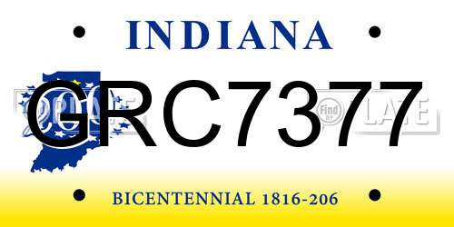 GRC7377 Indiana License Plate