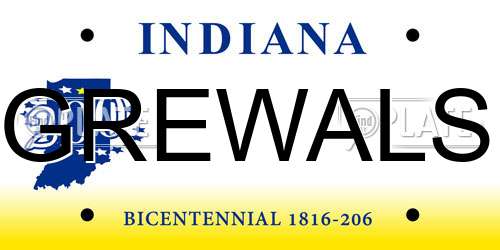 GREWALS Indiana License Plate