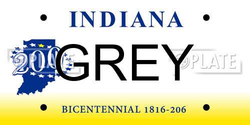 GREY Indiana License Plate