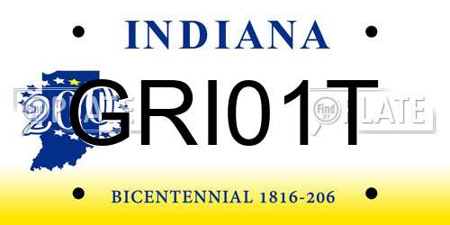 GRI01T Indiana License Plate