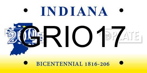 GRIO17 Indiana License Plate