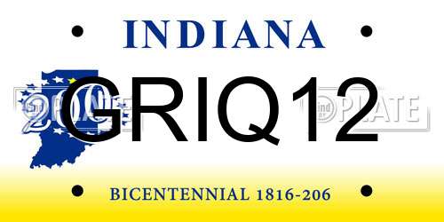 GRIQ12 Indiana License Plate