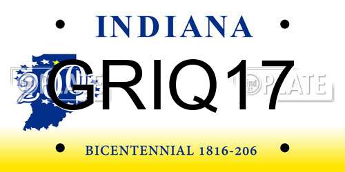 GRIQ17 Indiana License Plate