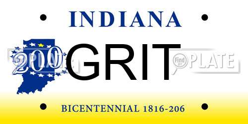 GRIT Indiana License Plate