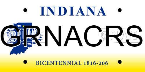 GRNACRS Indiana License Plate