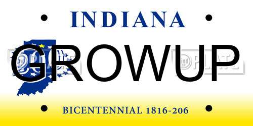 GROWUP Indiana License Plate