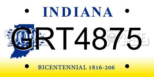 GRT4875 Indiana License Plate