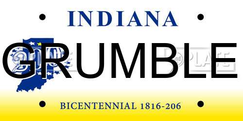 GRUMBLE Indiana License Plate