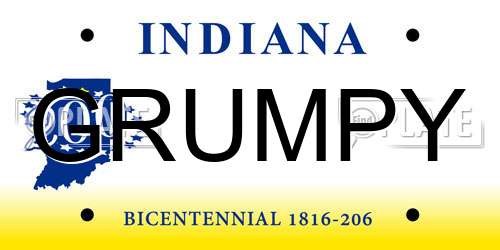GRUMPY Indiana License Plate
