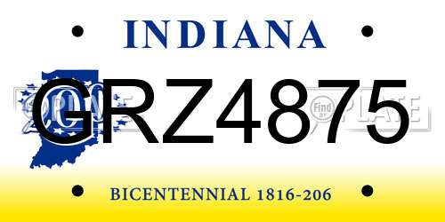 GRZ4875 Indiana License Plate