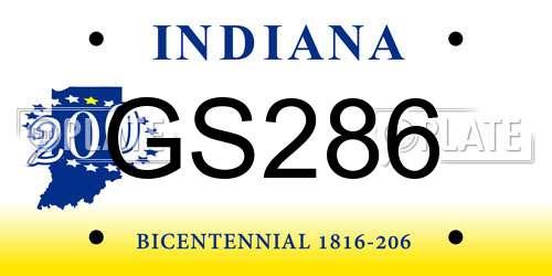 GS286 Indiana License Plate