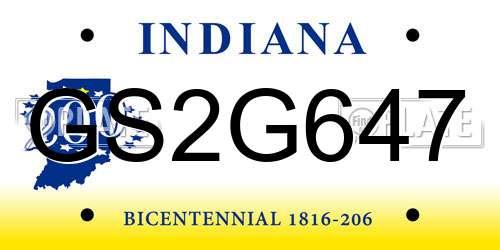 GS2G647 Indiana License Plate