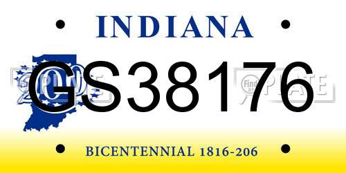 GS38176 Indiana License Plate
