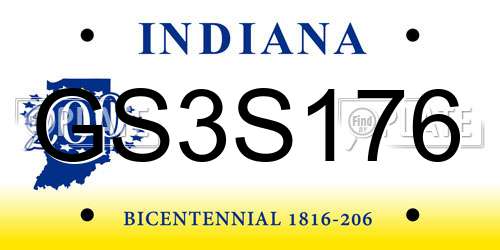 GS3S176 Indiana License Plate