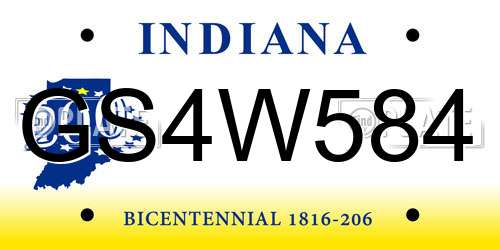 GS4W584 Indiana License Plate
