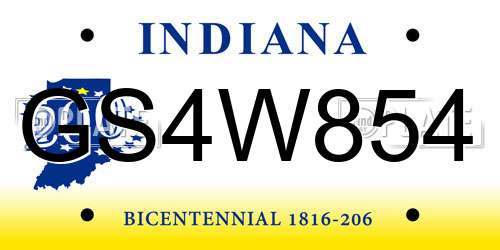 GS4W854 Indiana License Plate