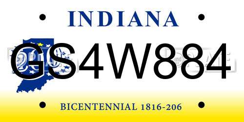 GS4W884 Indiana License Plate