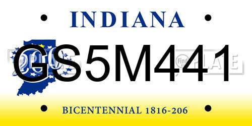GS5M441 Indiana License Plate