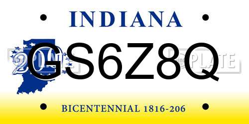 GS6Z8Q Indiana License Plate