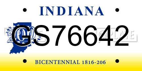 GS76642 Indiana License Plate
