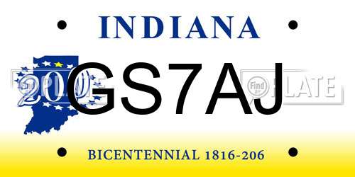 GS7AJ Indiana License Plate