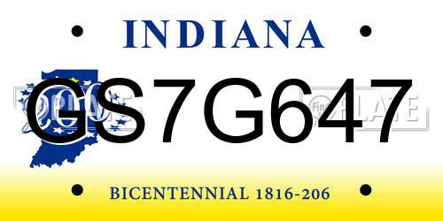 GS7G647 Indiana License Plate