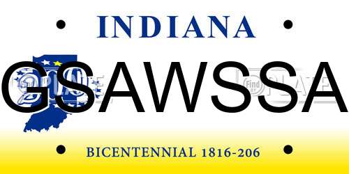 GSAWSSA Indiana License Plate