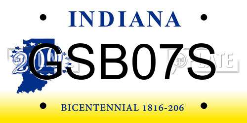 GSB07S Indiana License Plate