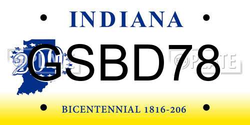 GSBD78 Indiana License Plate