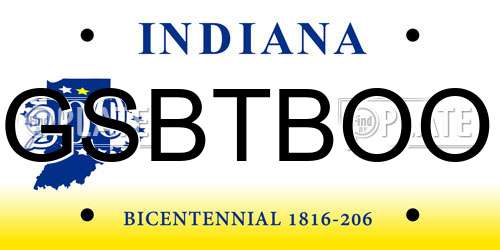 GSBTBOO Indiana License Plate