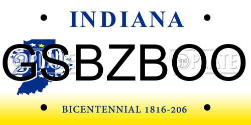 GSBZBOO Indiana License Plate