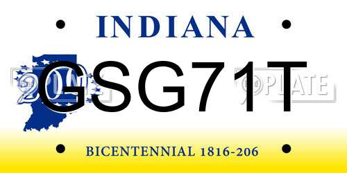 GSG71T Indiana License Plate