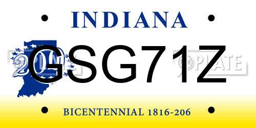 GSG71Z Indiana License Plate