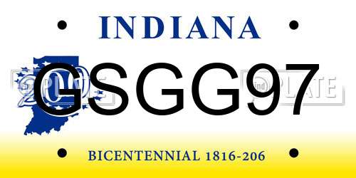 GSGG97 Indiana License Plate