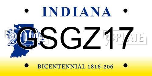 GSGZ17 Indiana License Plate