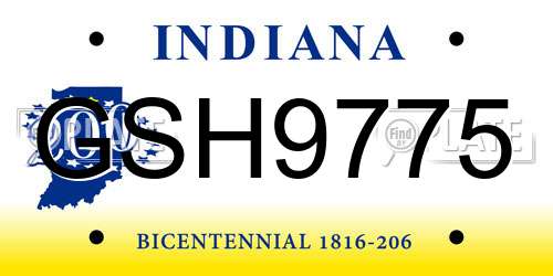 GSH9775 Indiana License Plate