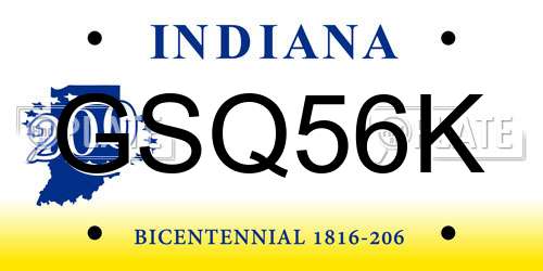 GSQ56K Indiana License Plate