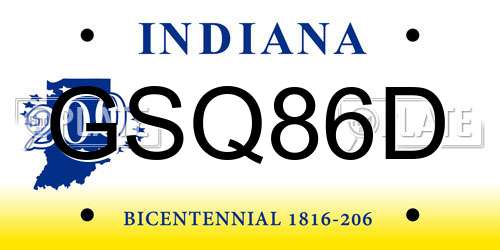 GSQ86D Indiana License Plate