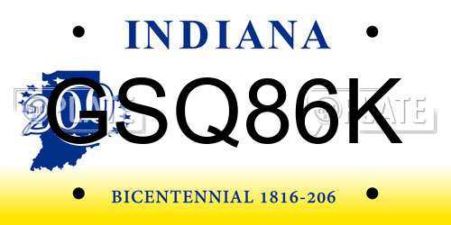 GSQ86K Indiana License Plate