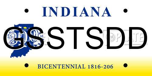 GSSTSDD Indiana License Plate