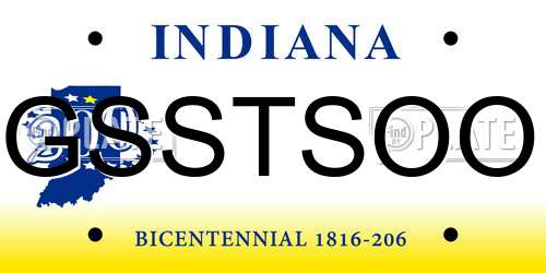 GSSTSOO Indiana License Plate