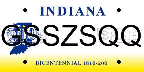 GSSZSQQ Indiana License Plate