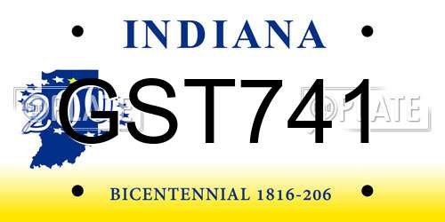 GST741 Indiana License Plate