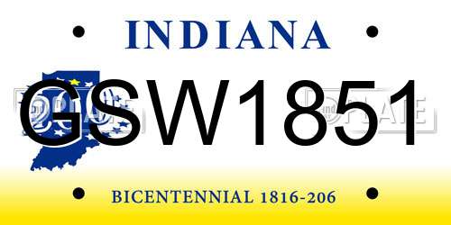 GSW1851 Indiana License Plate