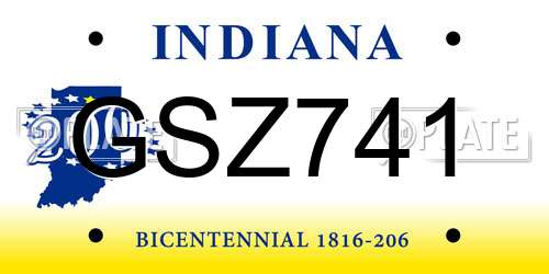 GSZ741 Indiana License Plate