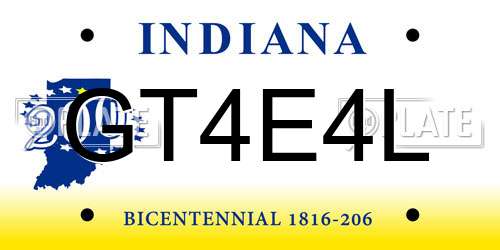 GT4E4L Indiana License Plate