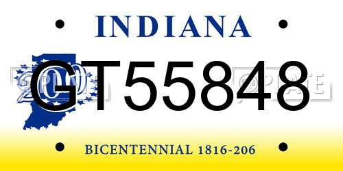 GT55848 Indiana License Plate