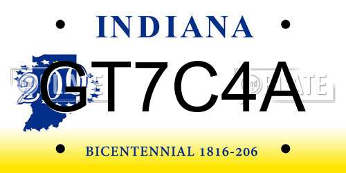 GT7C4A Indiana License Plate